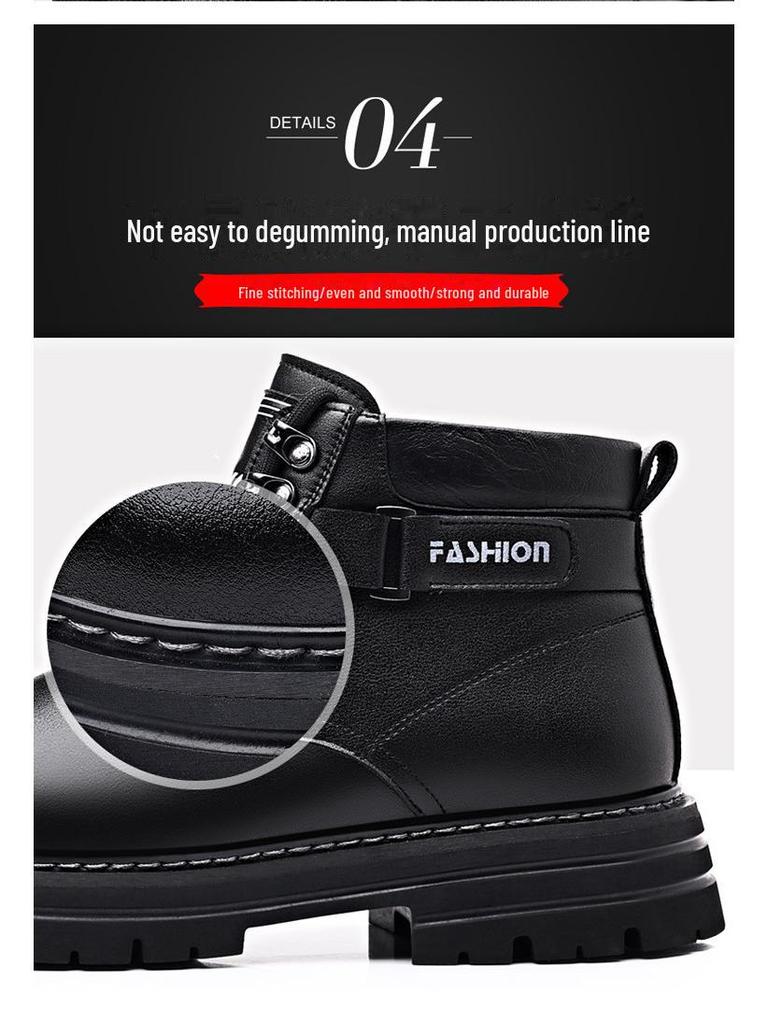 Cizme de iarnă pentru bărbați, stil britanic, cu toc înalt, din piele de vacă, la modă: Lână Casual, Muncă și Design cu Talpă Groasă