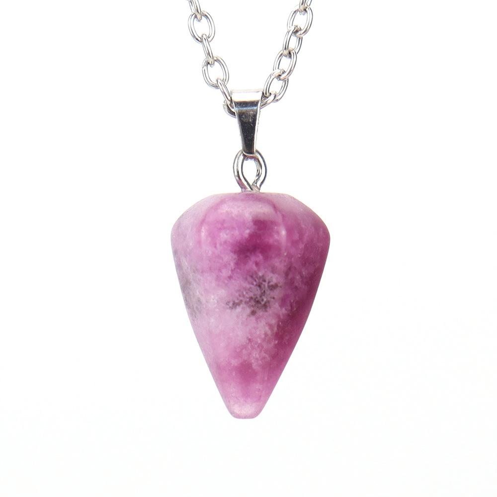 Natural Stone Crystal Cut Tapered Hexagonal Pillar Bullet Head Pendulum Necklace Pendant N631