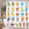 Cortina de Chuveiro Alfabeto Animal Desenho Animado Crianças Abc Ferramentas de Aprendizagem Educacional Meninas Meninos Colorida Cortina de Banho Decoração de Banheiro