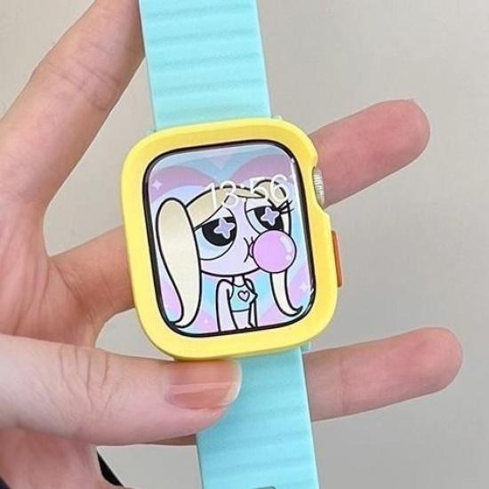 TPU Weiche Hülle für Apple Watch S10 - Weiche Hülle Sturzsicher Halbe Abdeckung ohne Glas Zweifarbige Abdeckung für iWatch10/9/8/7/6/5/4/3/2/1/Se/Ultra/ultra2