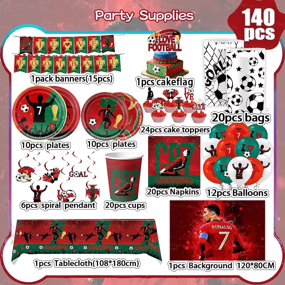 New CR7 Birthday Decoration Soccer Superstar Party Supplies Football Party Favors Tablecloth Plate Paper Cup Backdrop