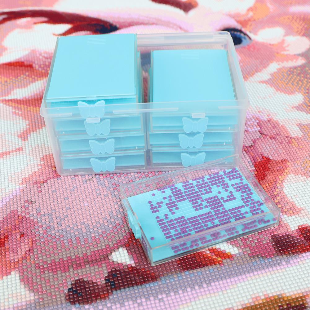 8pcs Diamond Painting Organizer Set with Clear Storage Box Cover Beads Container Tray DIY Diamond Embroidery Crafts Accessories