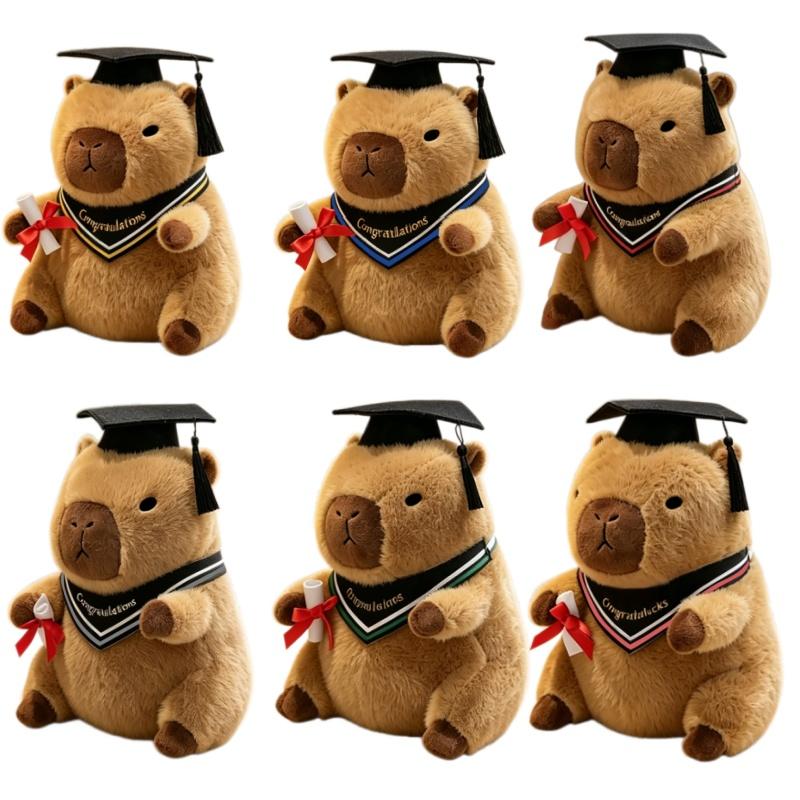 Favorite Toy Unisex Kids 23Cm Cute Graduation Capybara Plush Doll Doctor Cap Bear Animal Plush Stuffed Home Party Decor Gift For Kids Graduation Gifts