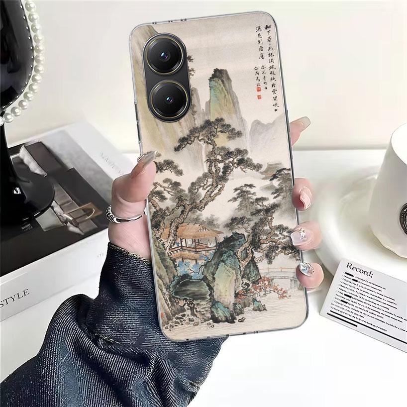 

Мягкий чехол для телефона в китайском стиле с рисунком тушью Для Xiaomi Redmi 15C 15 13C 13 Poco X5 X6 X7 F7 Ultra M7 12C 12 10 10C 9C 9A 9T 9 Redmi 15C 4G