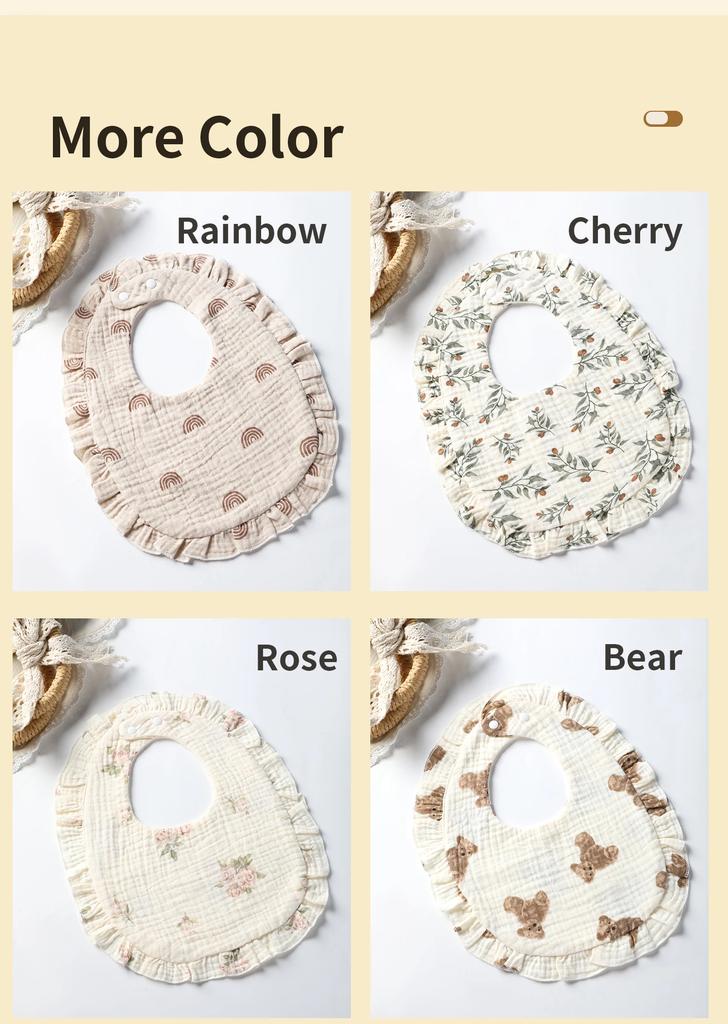 Baby Saliva Towel Infants Feeding Drool Bib Lace Floral Soft Cotton Burp Cloth for Newborn Breathable Kids Bibs with Ruffle