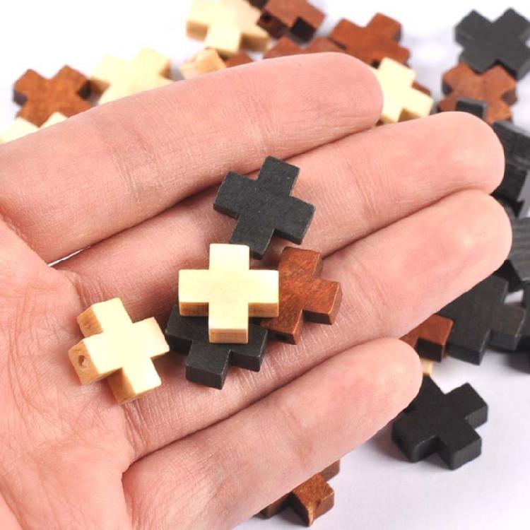50Pcs Christians Hanging Dangle Pendant Jewelry Crosses Shape Wood Pendants Small Crosses Charm Jewelry Making Supplies