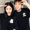 Interesting Cartoon Surrender Panda Print Couple T-shirt Top Casual Short Sleeve Summer Short Sleeved Harajuku Streetwear Casual