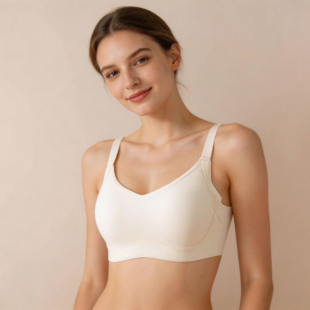 Big-breasted mulberry silk bra, large cup gathering comfort, no steel ring, beautiful back lift and secondary breasts