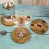 6PCS 2 in 1 Wood Coaster with Bottle Opener Round Party Cup Mat Set Creative Insulated Cup Pad  Bar