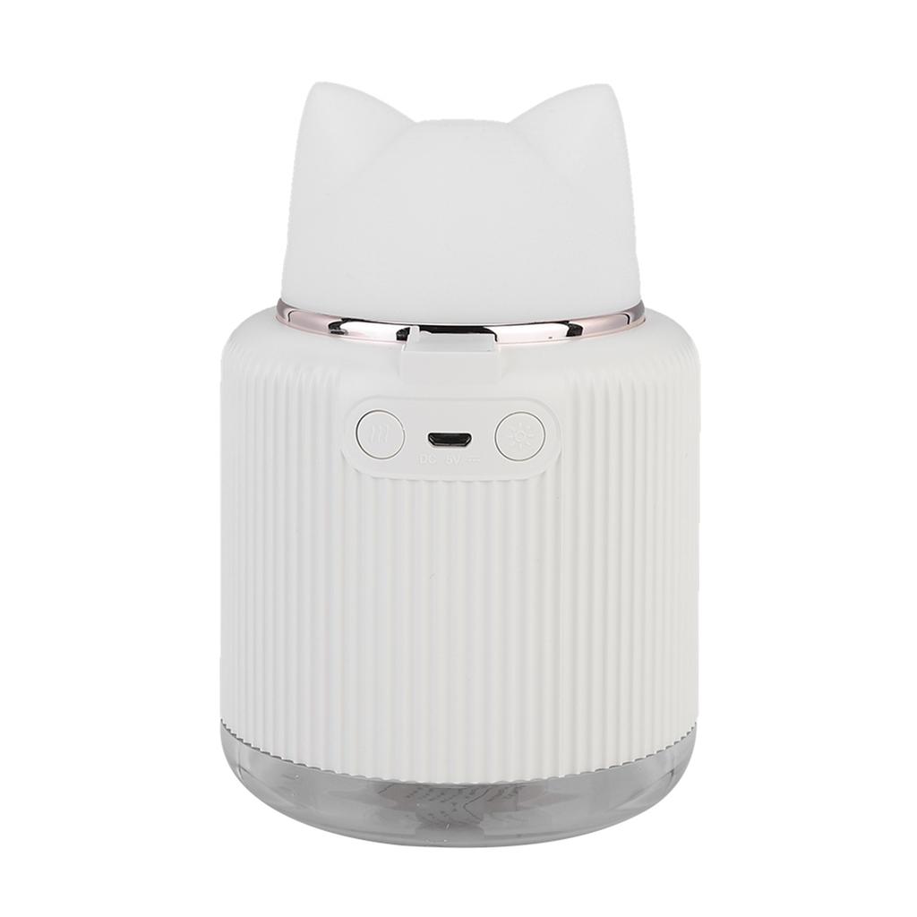 White Plastic 300ML Cat Ultrasonic   Humidifier USB Mist Mistorizer Household LED Night Light