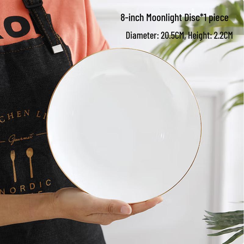 Taishun Crystal Love 8-inch Ceramic Dinner Plate with Gold Rim