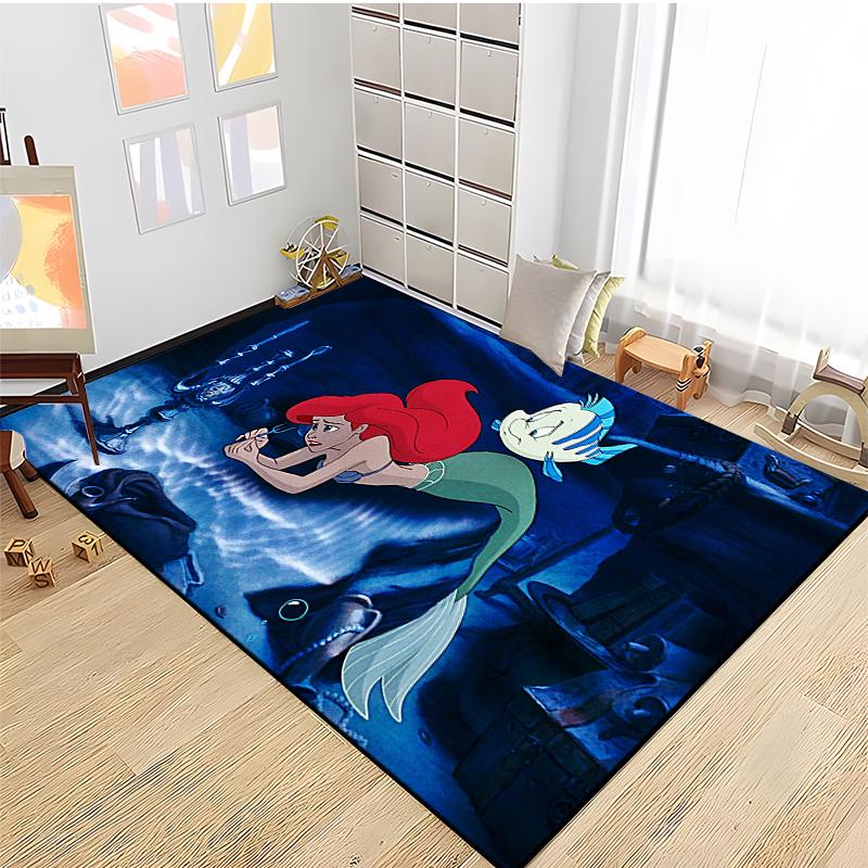 15 Size Little Mermaid Princess 3D Carpet Rugs for Home Living Room Bedroom Sofa Doormat Decor,Kids Area Rug Non-slip Floor Mat