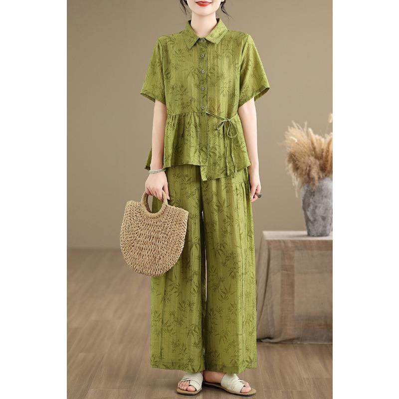 DIMANAF 2026 Plus Size Summer Pants Suits Women Sets Suits Loose Tops Shirts Long Pants Loose Casual Print Clothing