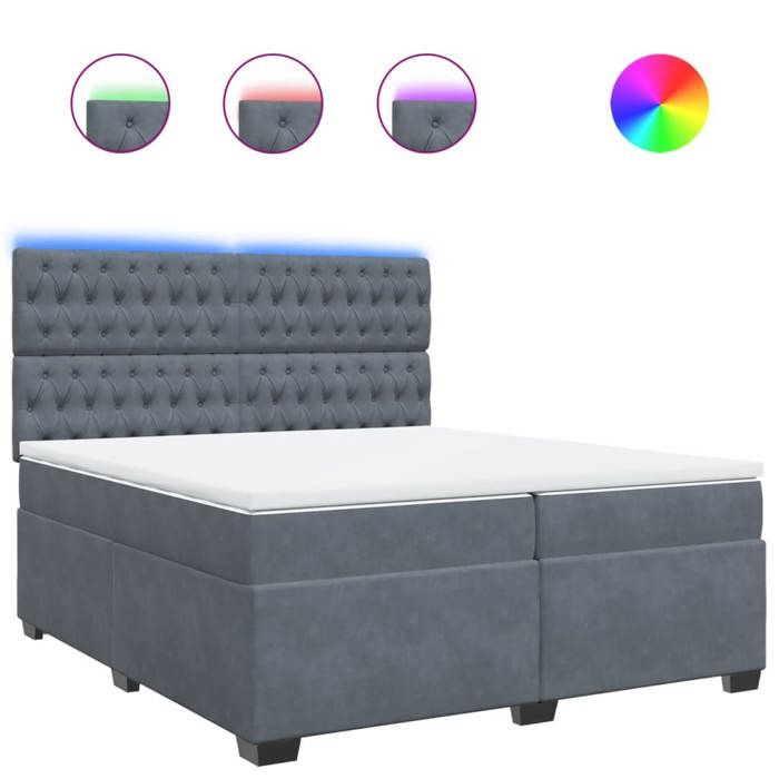 VidaXL Slatted Bed Base and Mattress Dark Grey 200x200cm Velvet, Bed, Platform Bed, Panel Bed, Furniture of 3293309