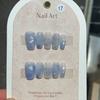 10Pcs Blue Handmade acrylic Nails Set Press on Professional Full Cover Nail Tips Manicure Angel Rose Design Wearable False Nails