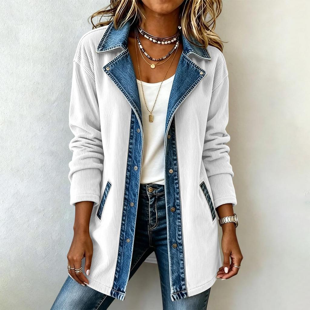 Women's Casual Denim Patchwork Jacket for Daily Wear