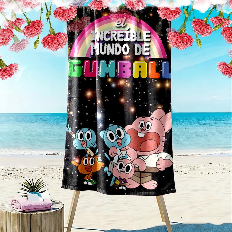 The Amazing World of Gumball Cartoon Print Beach Towel, Large Soft Quick Dry Towel for Beach Camping Swimming