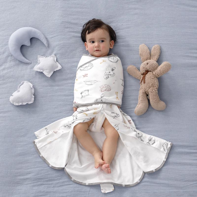 Newborn Knit Cotton Anti-Startle Swaddle Sleeping Bag - All-Season Style
