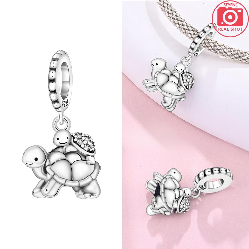Original Copper Certified Pink Shell Pearl Blue Zircon Petals Beads Fit Women Woman Gift Phone Charms Diy Accessory