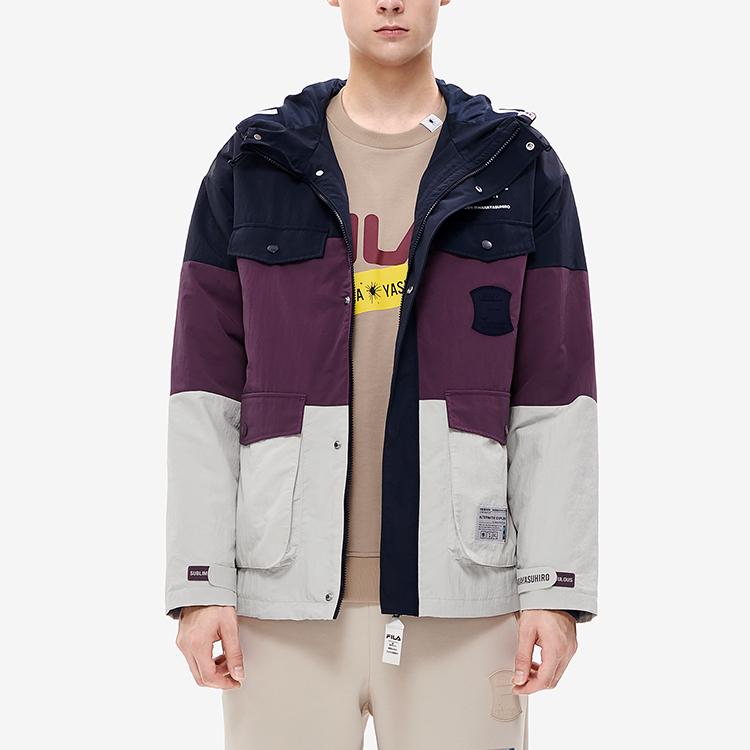 FILA X MIHARA FW22 Woven Hooded Two-Piece Jacket Men jackets Cactus-Gray Pink F11M243701F-LP