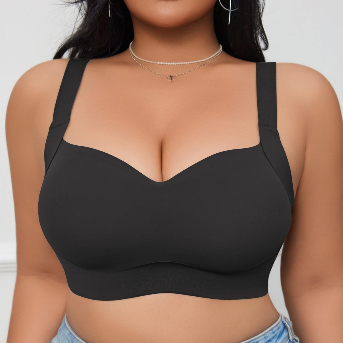 Plus Size Women Wireless Seamless Gathering Anti Sagging Vest Style Bra 1XL