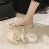 Fashion Pearl Flowers Platform Open Toe Sandals for Women Summer Anti Slip Hot Sales 2025 Comfortable Luxury High Quality Woman Shoes