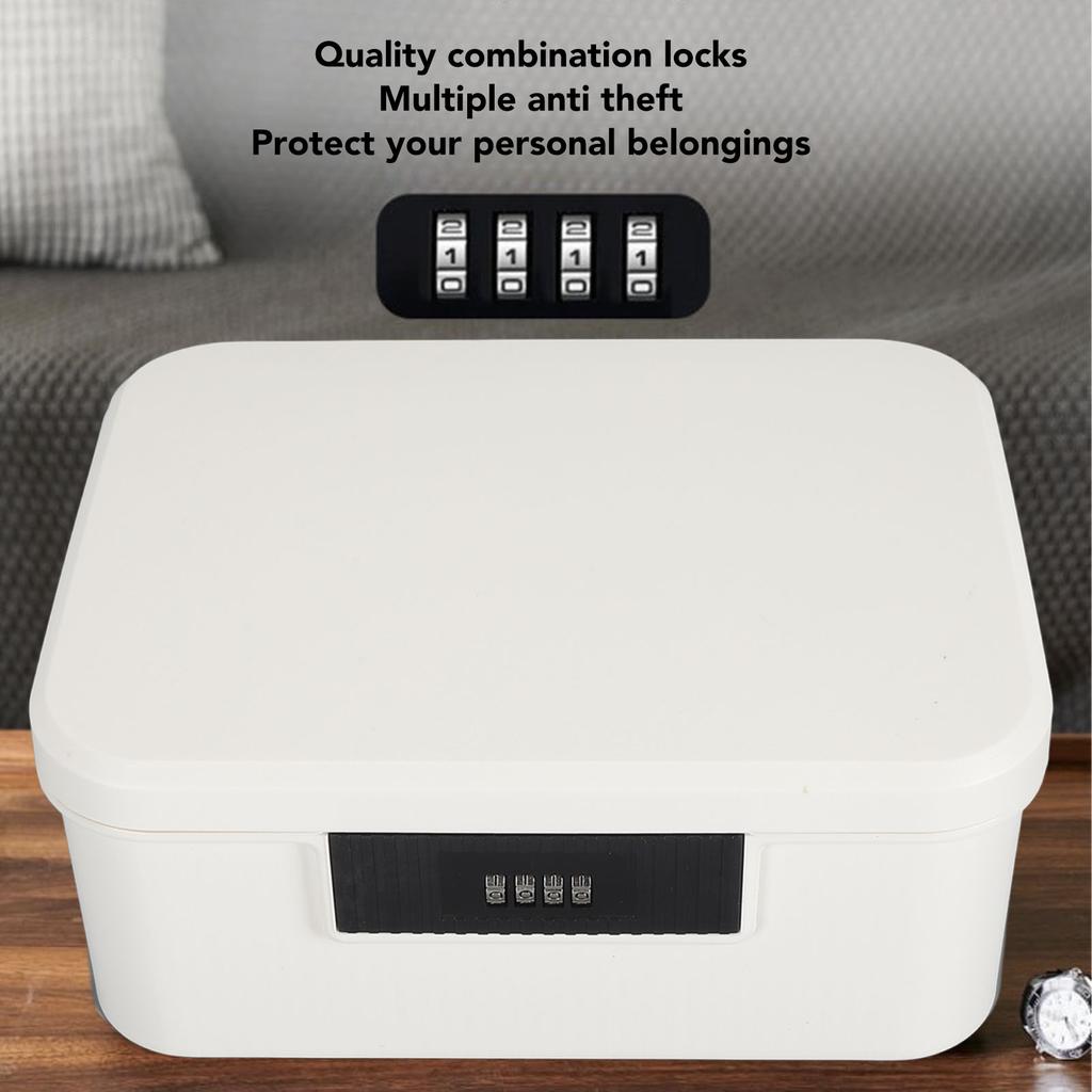 Lockable Box Lockbox 9L Capacity Lockable Storage Trunk for Files Document Organizer Double Layer Password Storage Locking Box