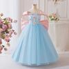 Flower Girl Princess Dress For Weddings Summer Kid Formal Bow Long Gown For School Evening Party Children New Year Cloth LP656