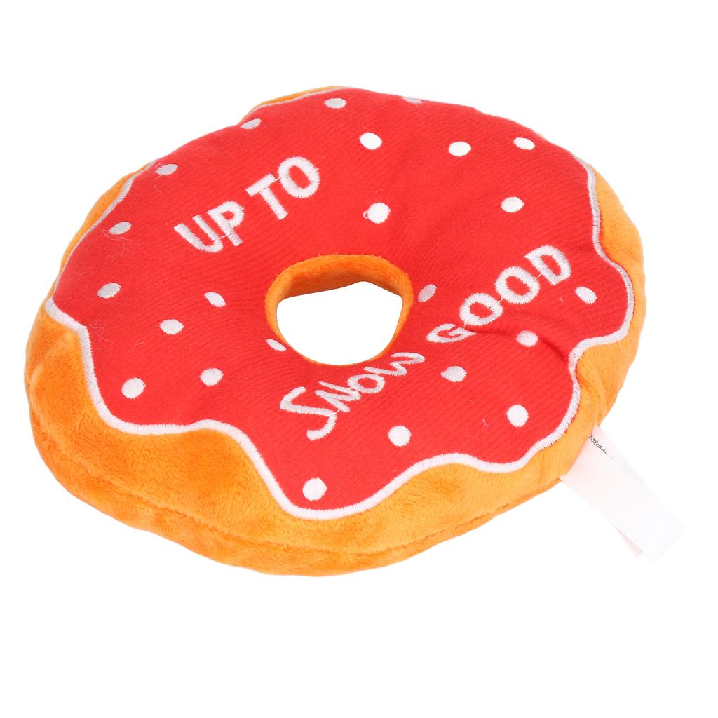 Pet Donut Toy Plush Bite Resistant Teeth Grinding Christmas Pattern Dog Squeaky Toy for Puppy Cat