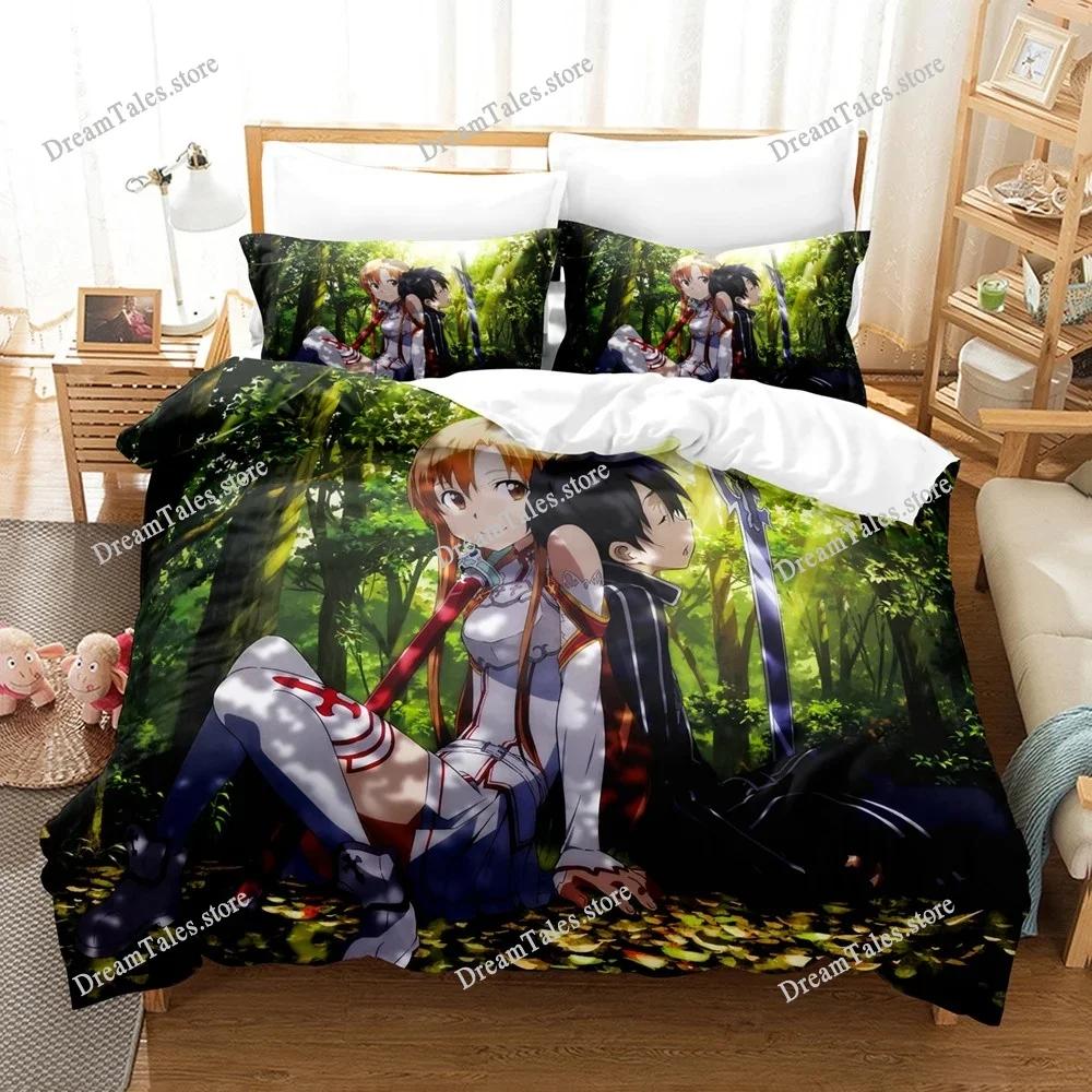 Exquisite 3D Cartoon Sword God Domain Wallpaper Print Bedding Set Duvet Cover Comforter Bed Youth Kids Girls Boys Gift