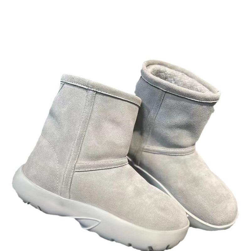 Fur integrated snow boots new women's winter velvet thickened large cotton shoes one pedal thick-soled snow cotton