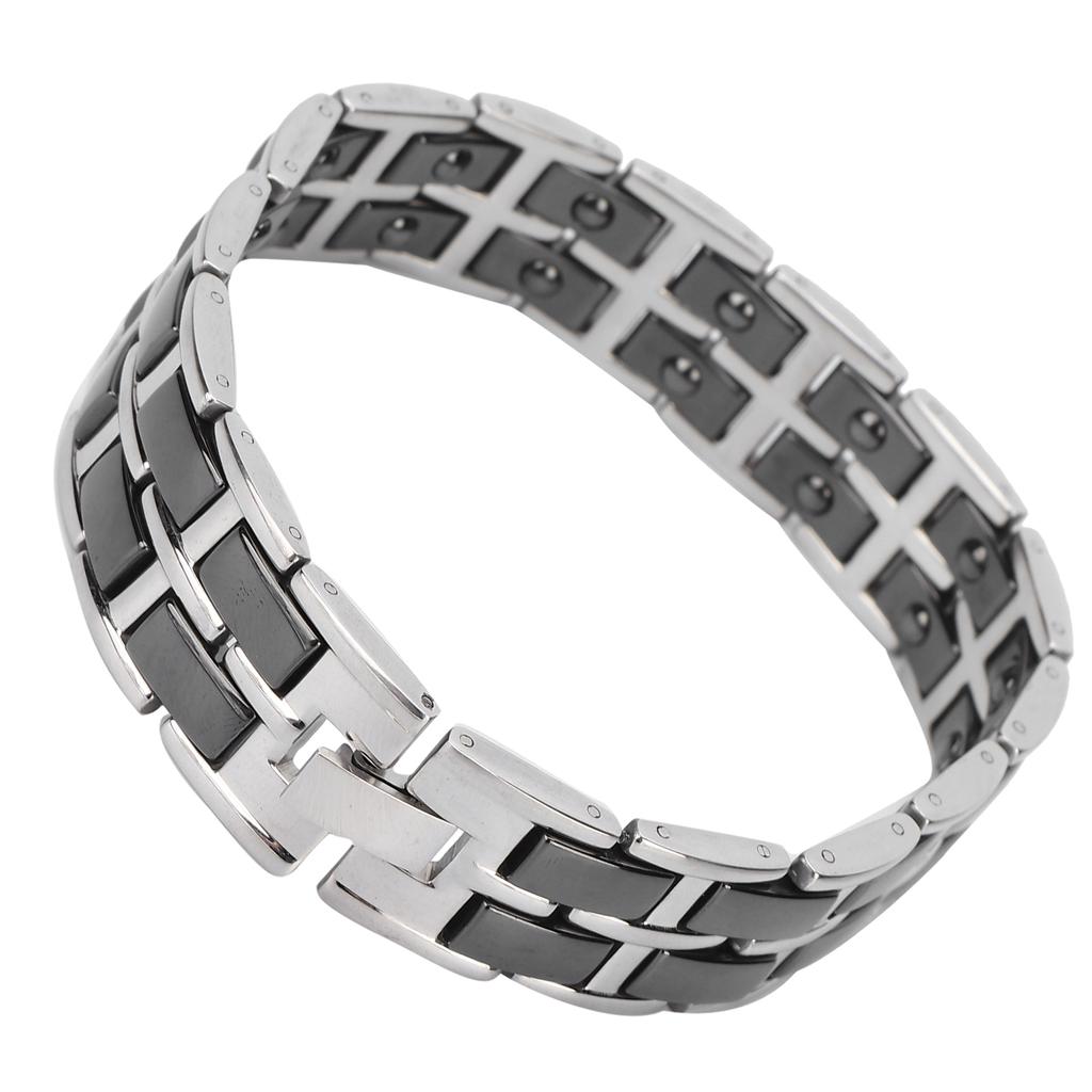 Bransoletka Magnetyczna Prosta Stal Tytanowa Czarna Bransoletki do Terapii Magnetycznej na Uśmierzenie Bólu