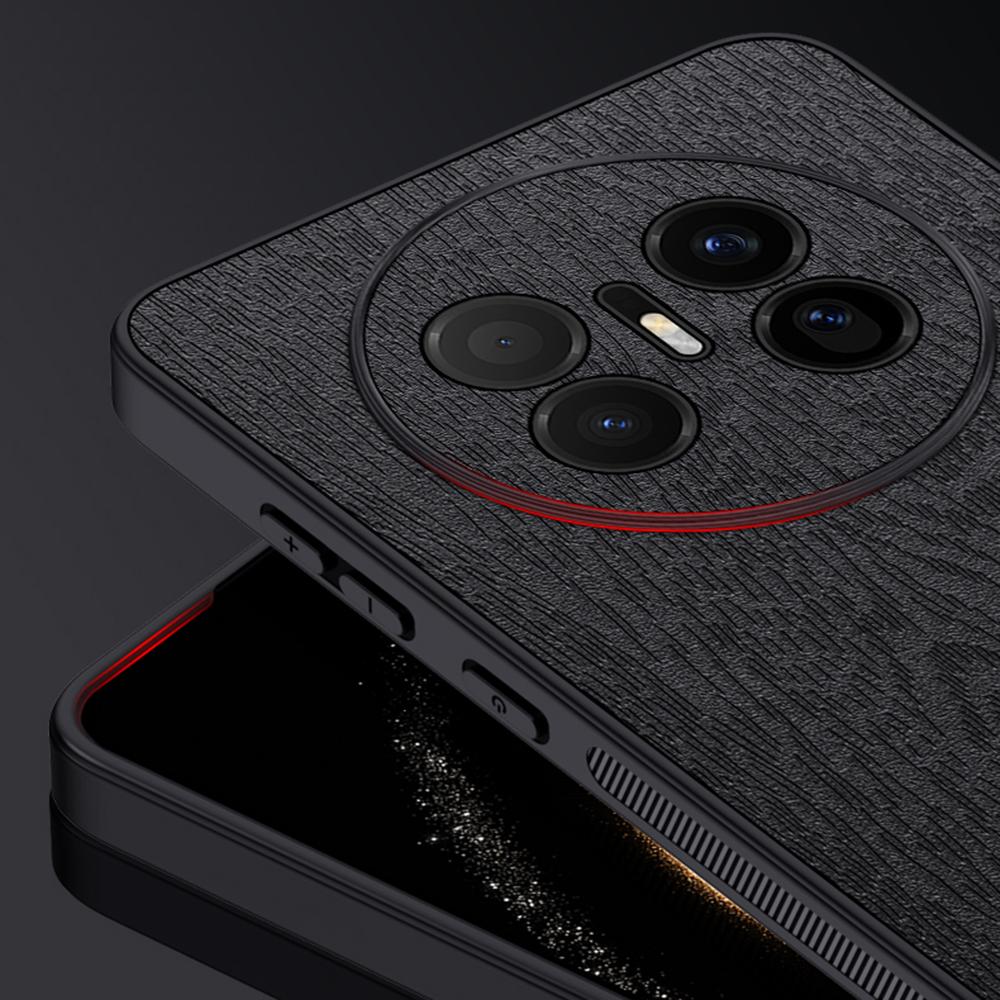 For Huawei Mate 70 Air Case Wood Texture PU Leather Coated PC TPU Phone Cover