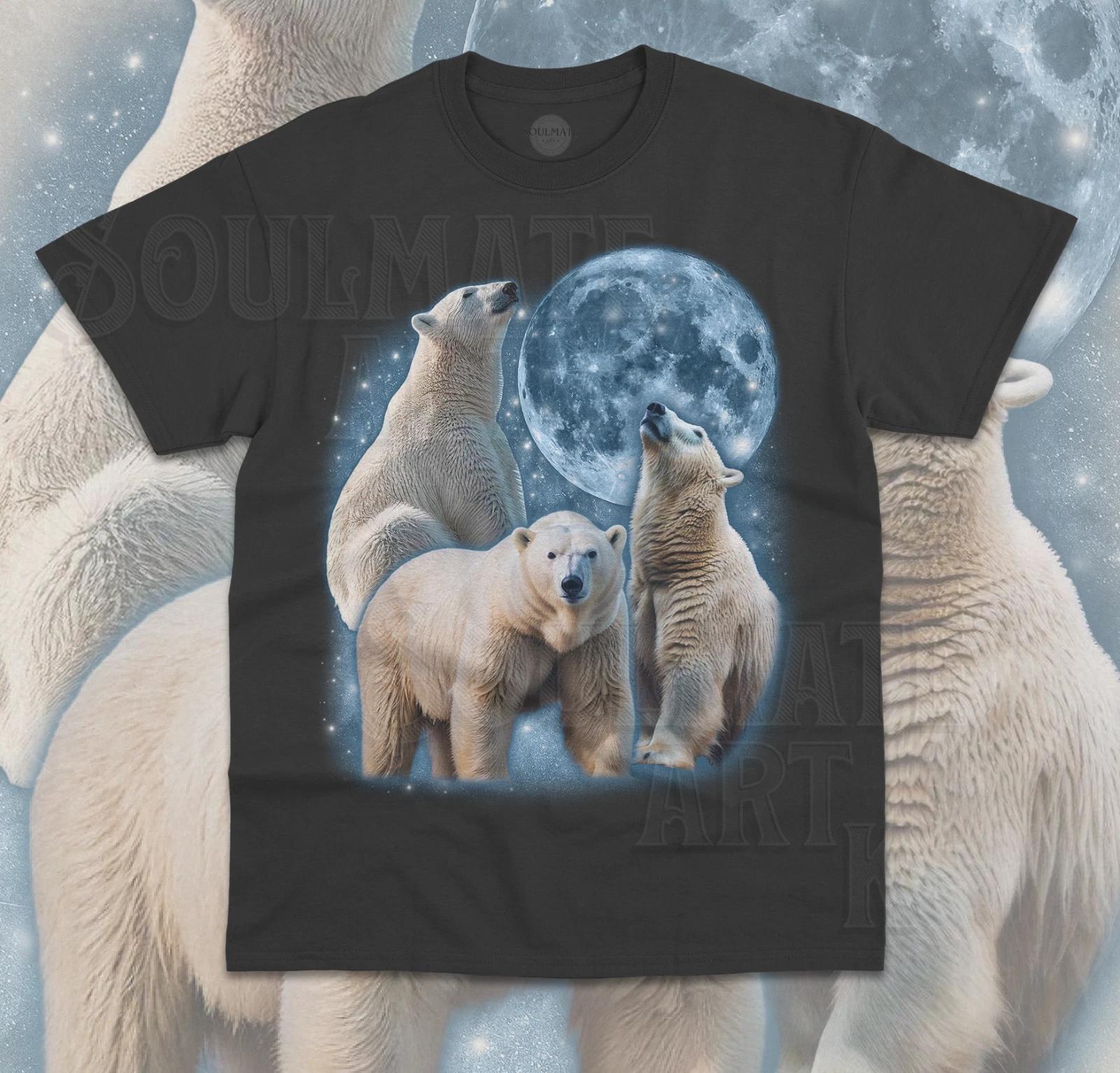 Three Polar Bears T-Shirt Funny Meme Cute Animal Bear Lover Unisex Shirt L