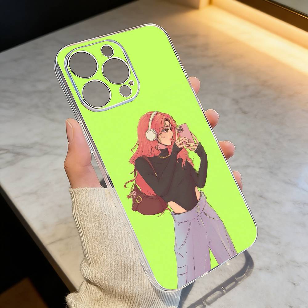 KiniOto Manga The Green Yuri Guy Phone Case For iPhone 17 16 15 14 13 12 11 Mini Pro Max Plus Transparent Cover