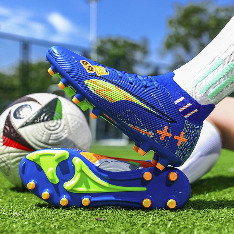 Pomarańczowe Męskie Buty Piłkarskie na Boisko Wysoka Jakość FG/TF Męskie Trampki Futsalowe Meczowe Unisex Treningowe Buty Piłkarskie chuteira futsal