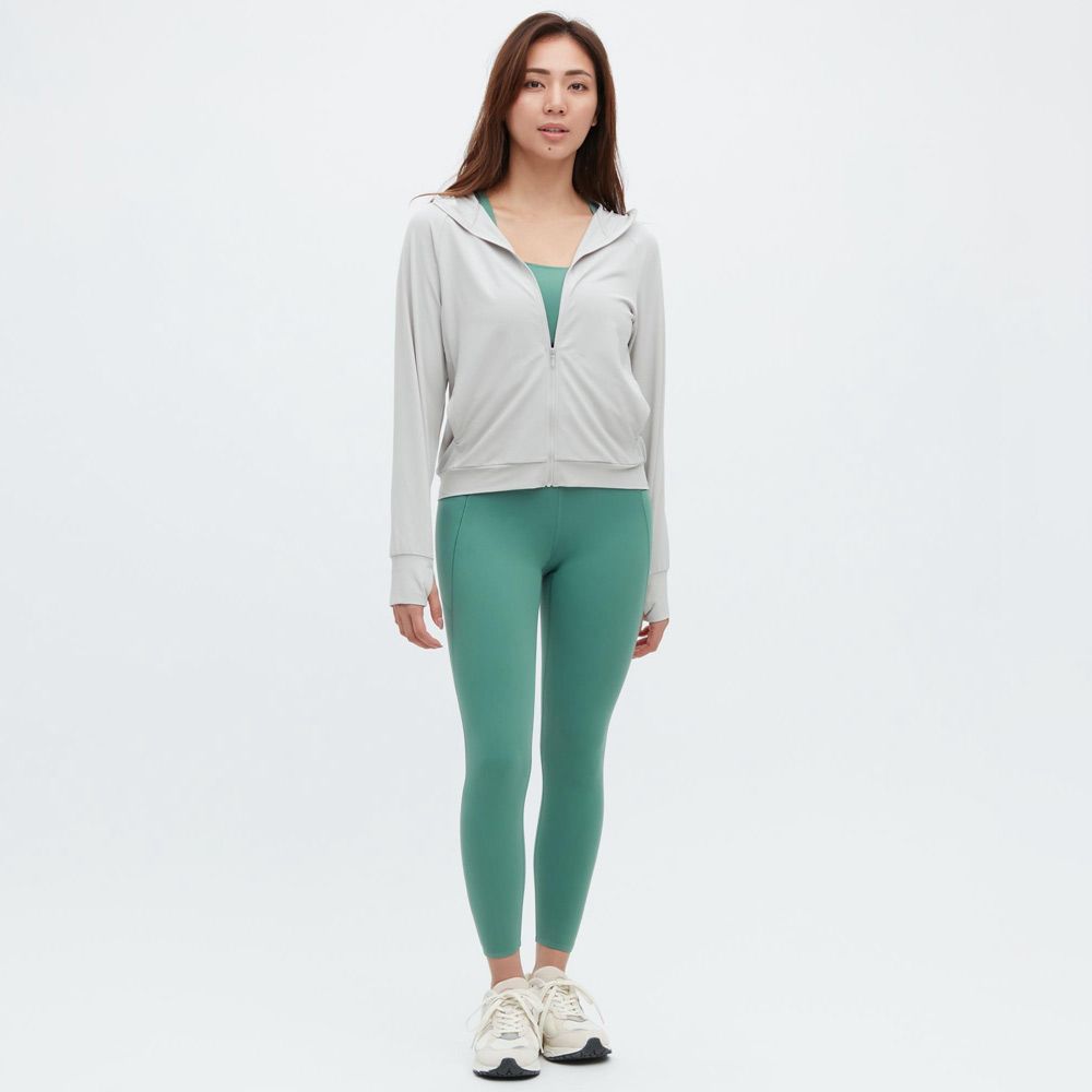 Uniqlo Solid Color UV Protection Zipper Hooded Sun Protection Jacket Women Jackets Light-Mist-Gray 444531-02