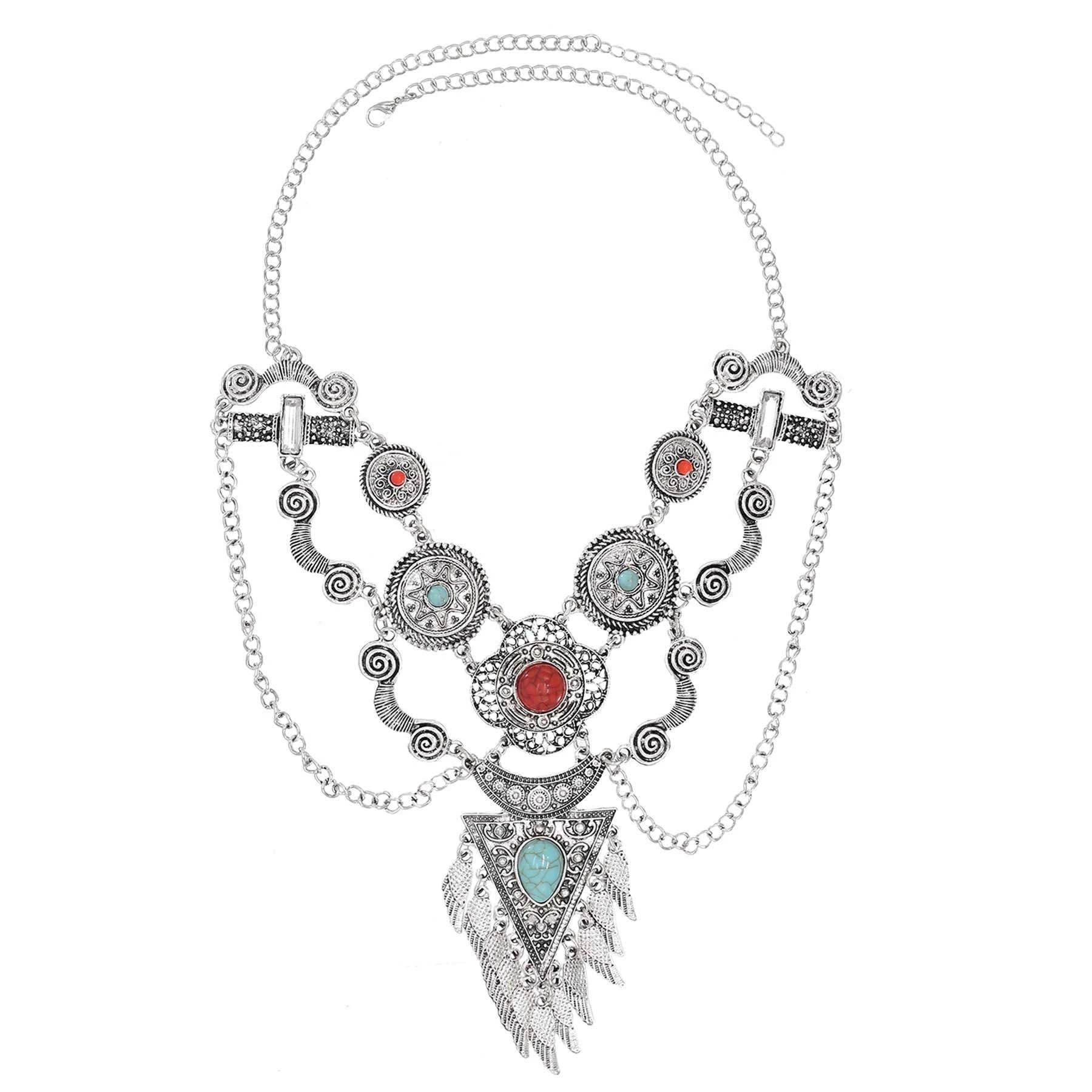 

Alloy coin personalized retro collarbone multi-layer necklace, European and American exaggerated national style necklace