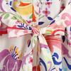 Floral Print Women Dress Turn-down Collar A-Line 45720 Sleeve Single-breasted Mid-Calf Shirt Dress