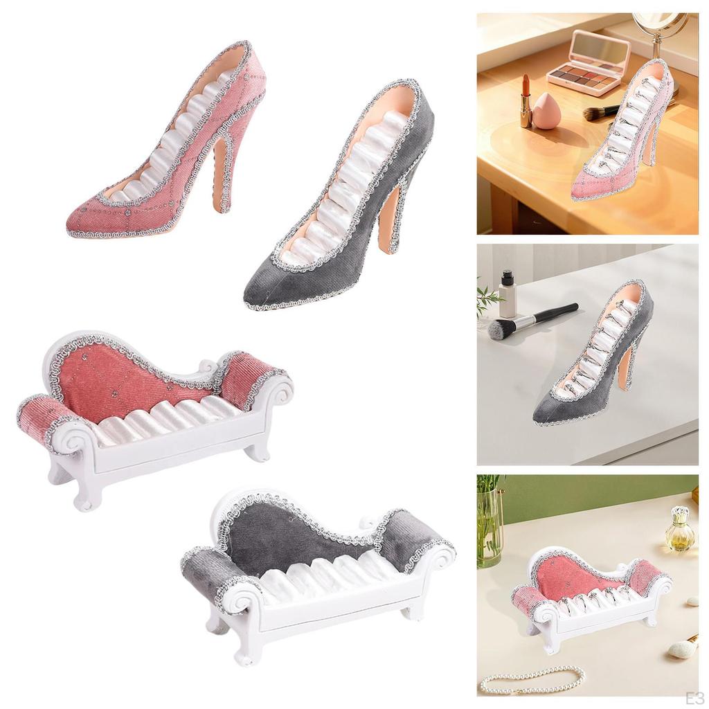 Rings Display Stand Desktop Ornament Elegant Soft Lining Portable Jewelry Holder Organizer for Home