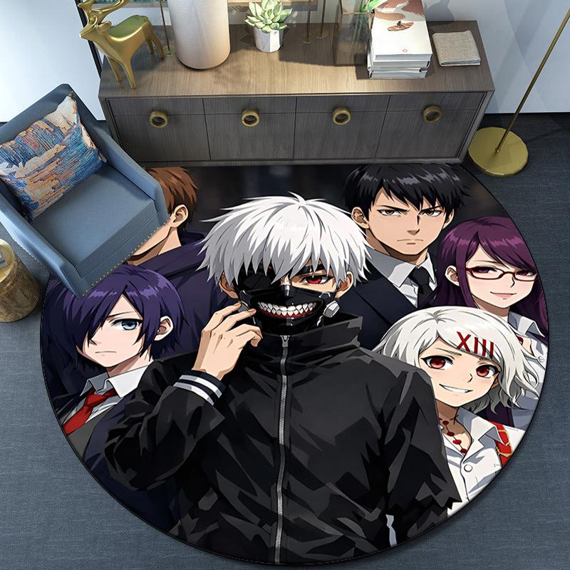 Tokyo Ghoul Masked Mystery Round Rug for Livingroom,Bedroom, Palyroom, Chair Rug, Area Rug, Circle Carpet, Fan Christmas Gift