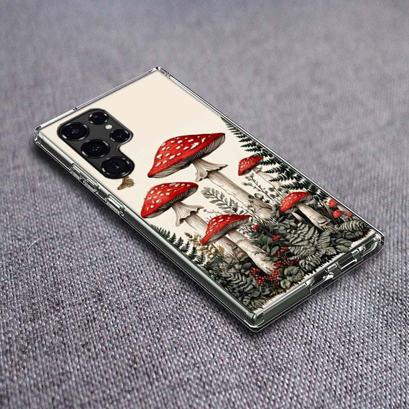Colorful Mushroom Phone Case For Samsung Galaxy S24 S23 S21 S20 FE S22 S26 Ultra S25 Edge S10 Plus Cover Clear TPU Capa Shell Co