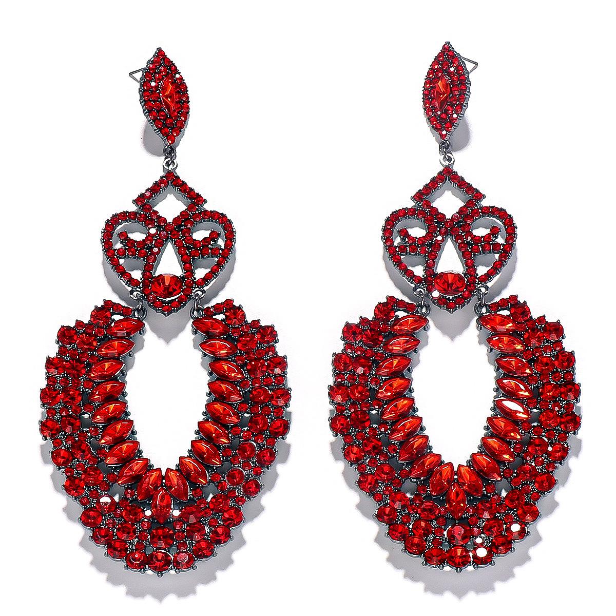 

Гламурные черные висячие серьги с геометрическим рисунком и инкрустацией стразами — гипоаллергенные украшения для ушей для женщин, аксессуары для вечеринок красный