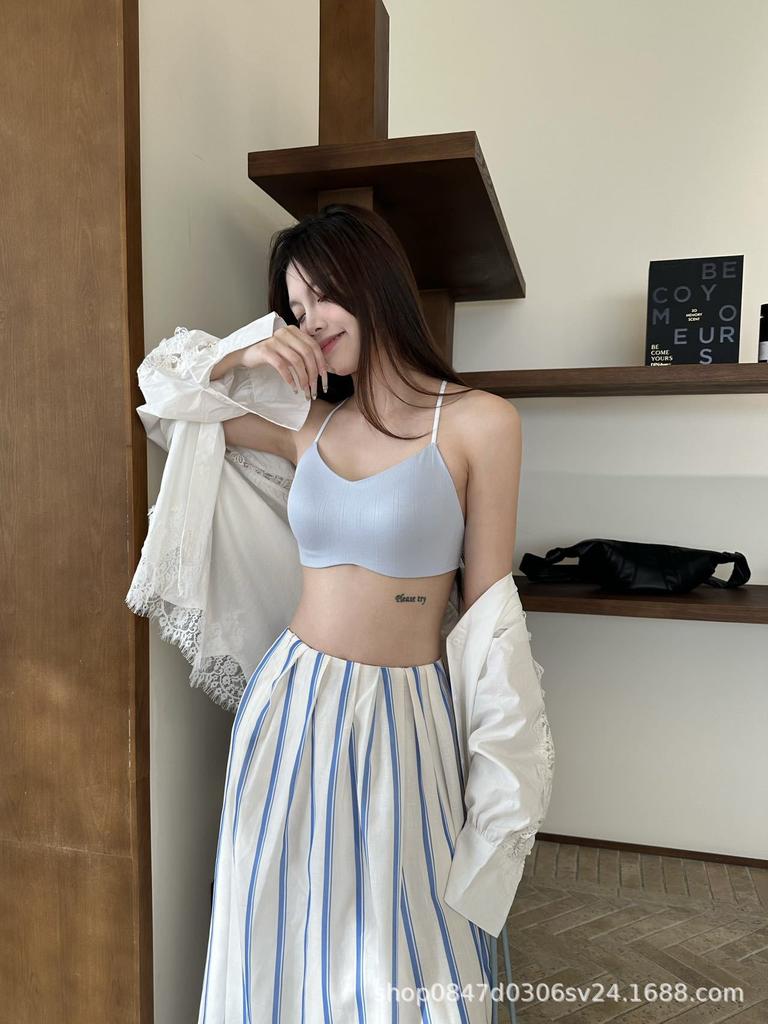 Summer thin cross beautiful back underwear women's no steel ring small chest gathering breathable non-marking bra cover