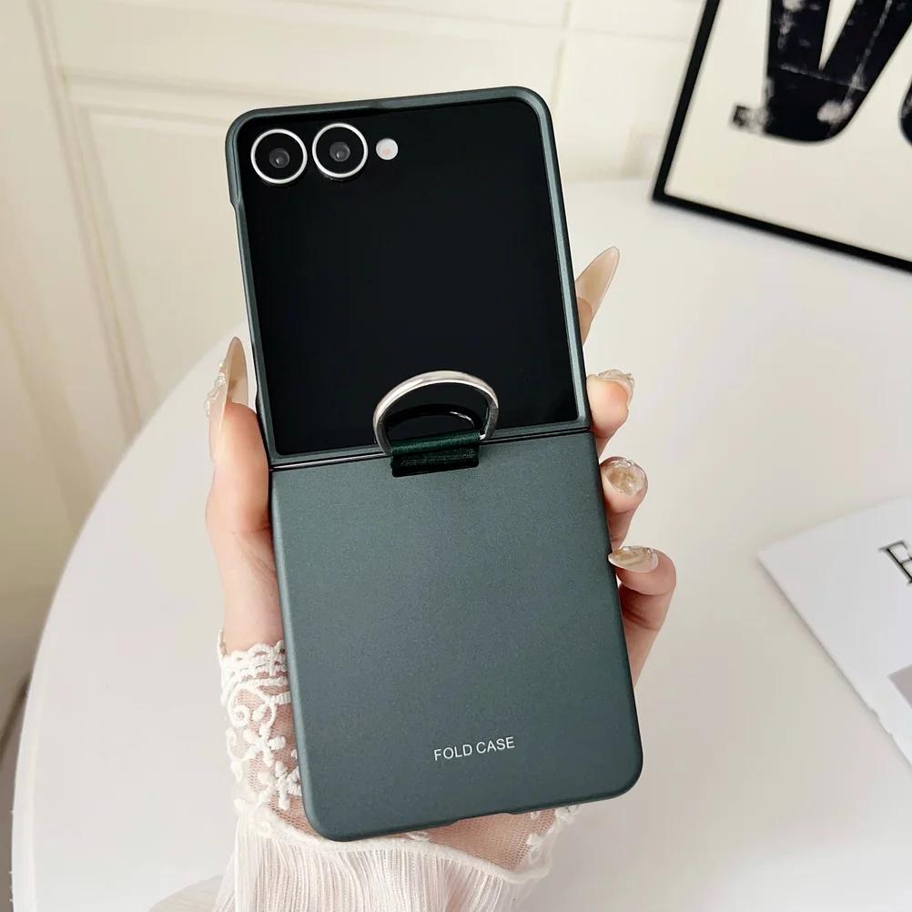 

Luxurious Matte Skin-friendly Feel with Ring Phone Case for Samsung Galaxy Z Flip 7 7FE 6 5 4 3 Shockproof Camera Protect Back Cover Galaxy Z Flip7 FE зелений