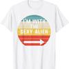 Herren Retro 80er Alien Grafik T-Shirt Ich bin mit Dem Sexy Alien Vintage TV-Show Design Passendes Partnerkostüm Kurzarm
