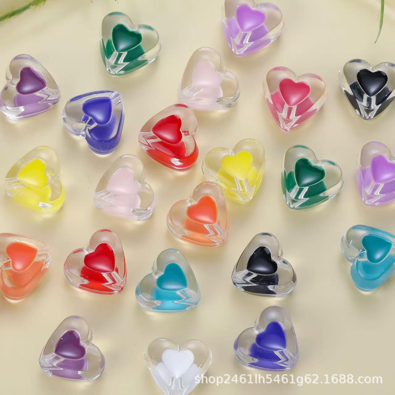 Two-Color Hollow Heart Beaded Phone Chain Bracelet