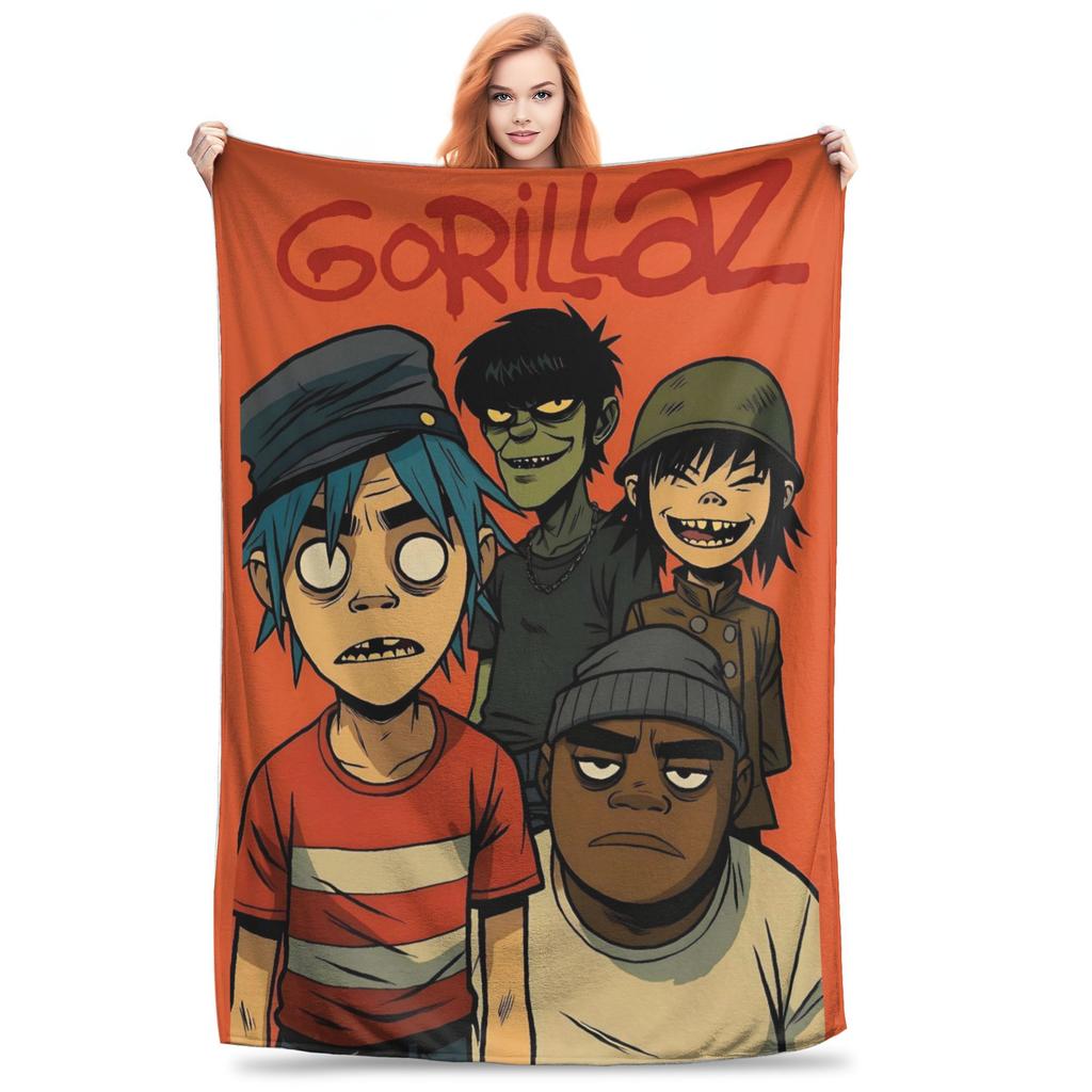 Music Band G-gorillazs Blanket Warm Soft Fashion Plush Throw Blanket For Students Couch Chair Flannel Bedspread Bed Cover