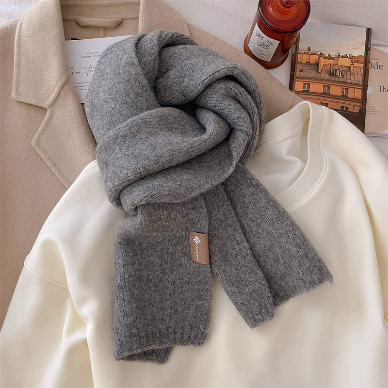 New solid color scarf women's winter thickened imitation cashmere shawl couple warm scarf versatile