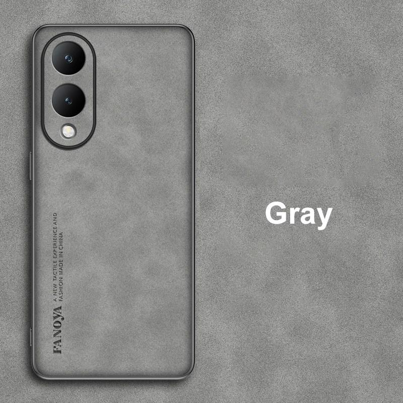 For Vivo Y17S Case Luxury PU Leather Phone Case For Vivo Y28 5G Back Cover Matte TPU Silicone Shockproof Full Protection Coque